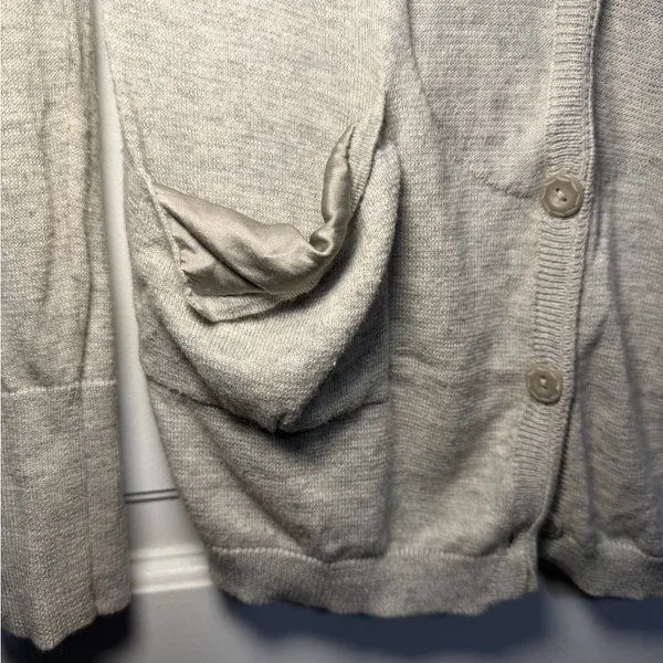 Guinevere X Anthropologie Grey Wool & Silk Blend Cardigan Size Small - Image 4