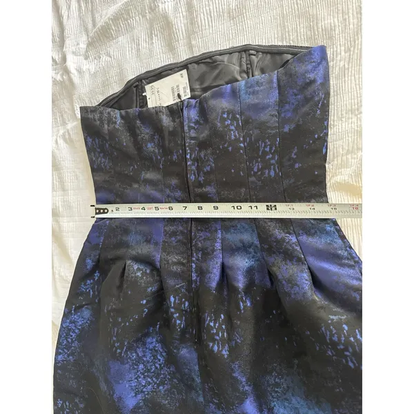 NWT H&M Strapless Dress Blue Black Celestial Wedding Guest Formal Bubble Pockets - Image 8