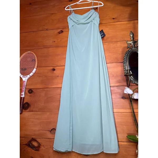 NWT Lulus Jelena Sage Pleated Sleeveless Maxi Dress Bridesmaid Gala Banquet Sz S - Image 2