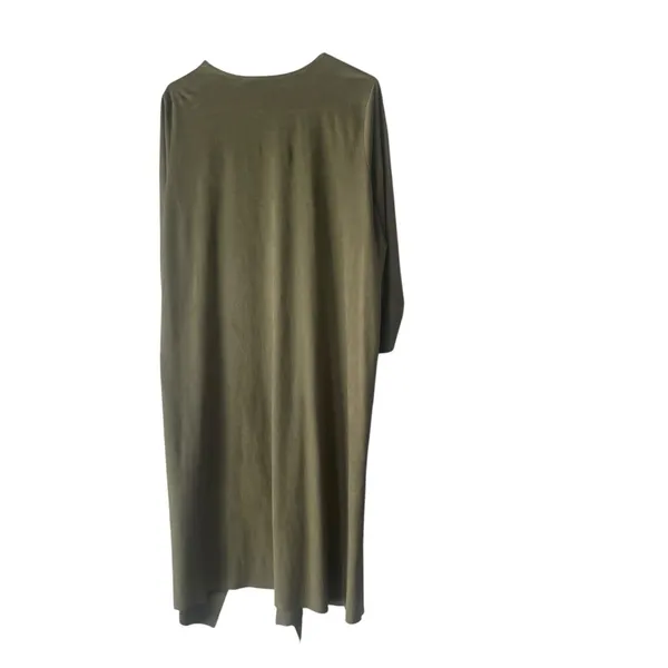 Gilli Size Large Green Faux Suede Open Front Duster Long‎ Cardigan Top - Image 5