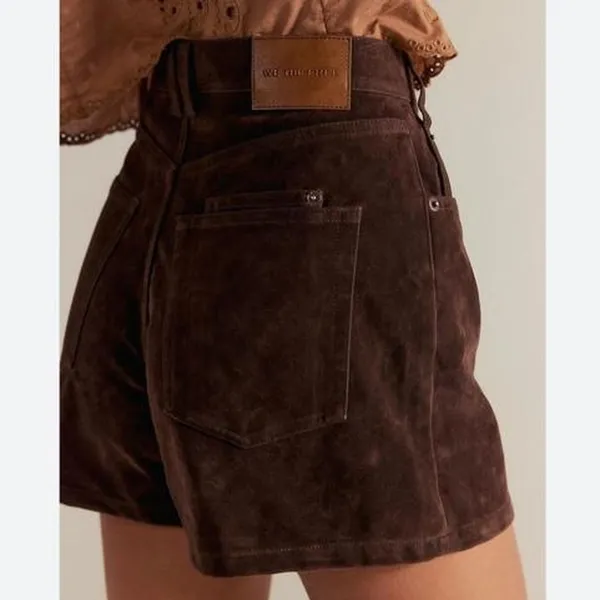 Free People We The Free Tippi Vegan Suede Shorts in Chicory Coffee - 27 - Image 3