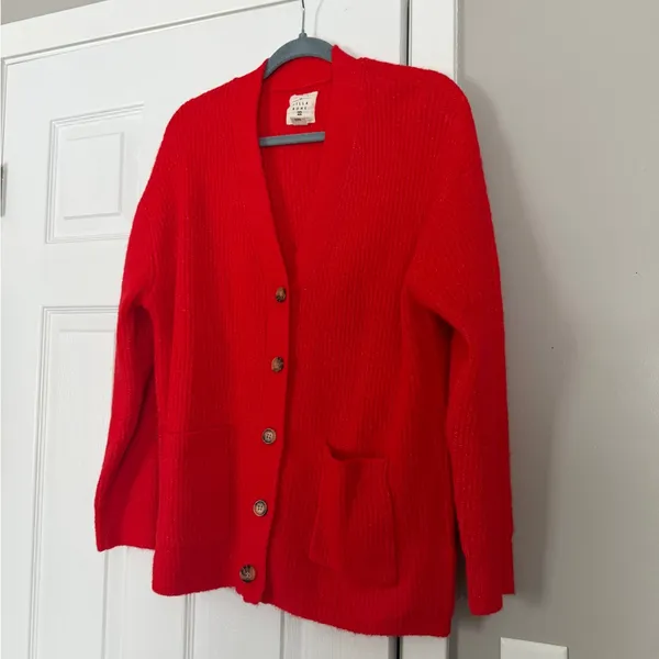 Billabong Red Button Down Sweater Cardigan Holidays Christmas - Image 7
