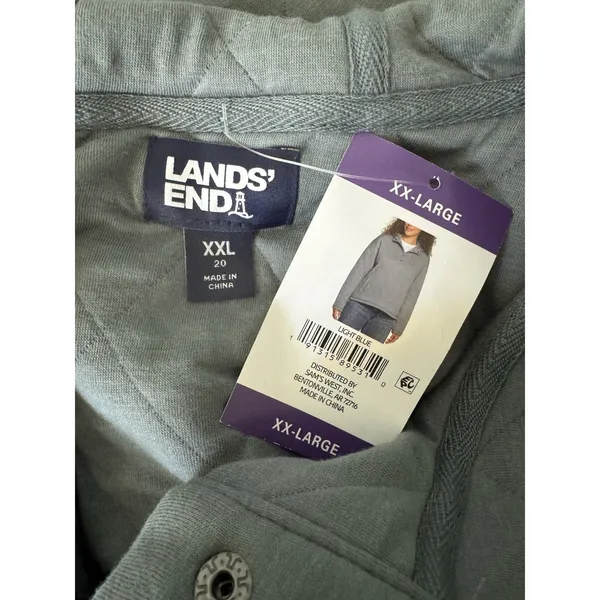 NWT Lands End Quilted Pullover Snap Sweatshirt Women’s Size XXL Light Blue - Image 5