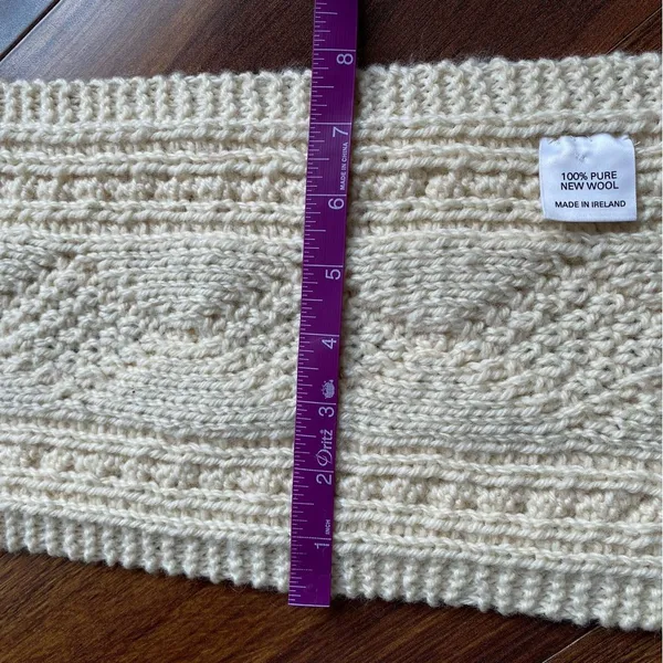 100% Merino Wool Aran Style Cable Knit Fringe Scarf Made in Ireland - Image 9