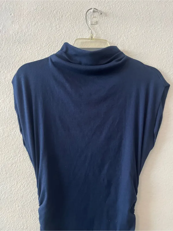 Michael Stars Gia Mock Navy Blue Ribbed Dress NWT Medium‎ - Image 3