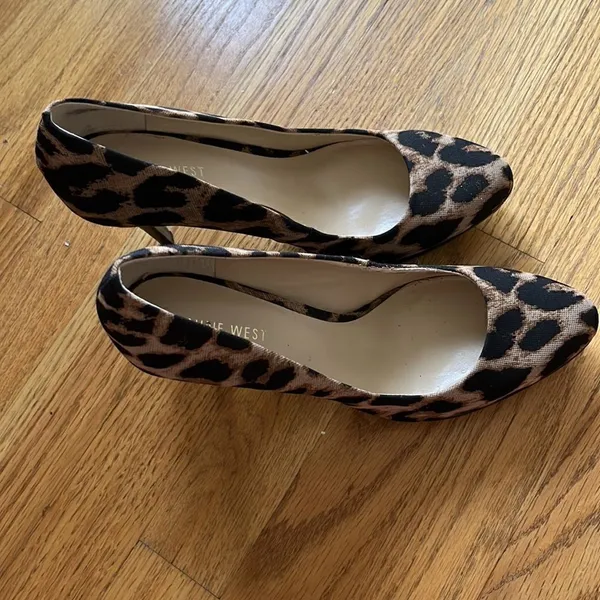 NINE WEST Leopard Faux Stiletto Platform Pumps- 8M - Image 6