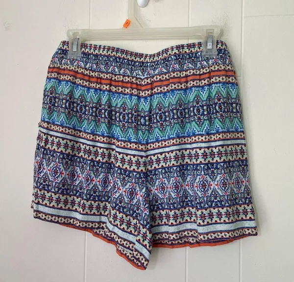 Maurices Elastic Waist Printed Pull On Soft Shorts Geometric Boho ~ Size M - Image 2