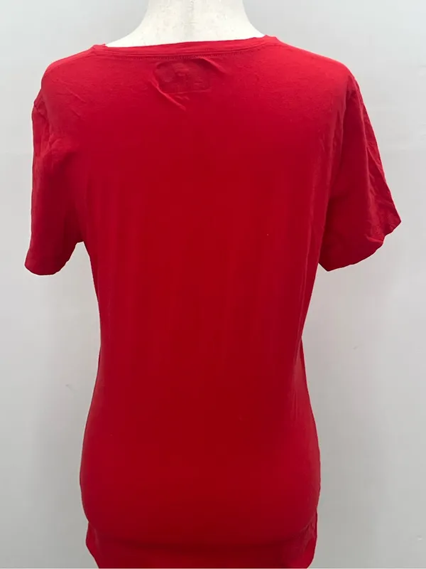 NFL Apparel Kansas City Chiefs Women’s Red V-Neck Graphic T-Shirt Medium - Image 4