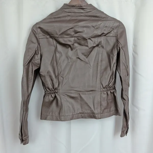 Newport News Vintage Ladies' Scrunch Waist Brown Leather Jacket 4 - Image 8