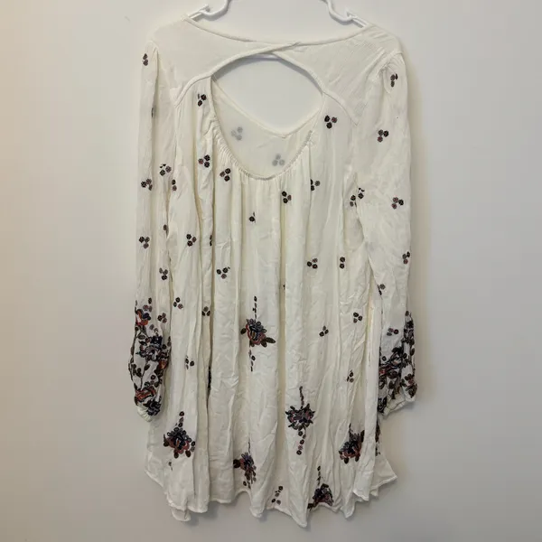 Free People Embroidered Oxford Mini Dress Size Large White Beach Boho - Image 8