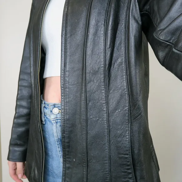 Vintage 90s Fourteen Zero Black Leather Jacket - Image 7