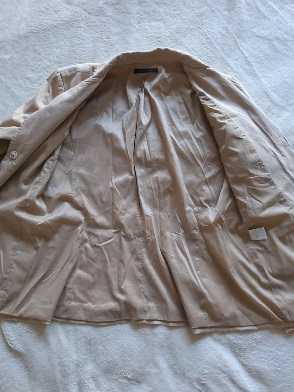 Elie Tahari Beige Polished Cotton Double Breasted Snap Blazer Size 10 Fits S/M - Image 10
