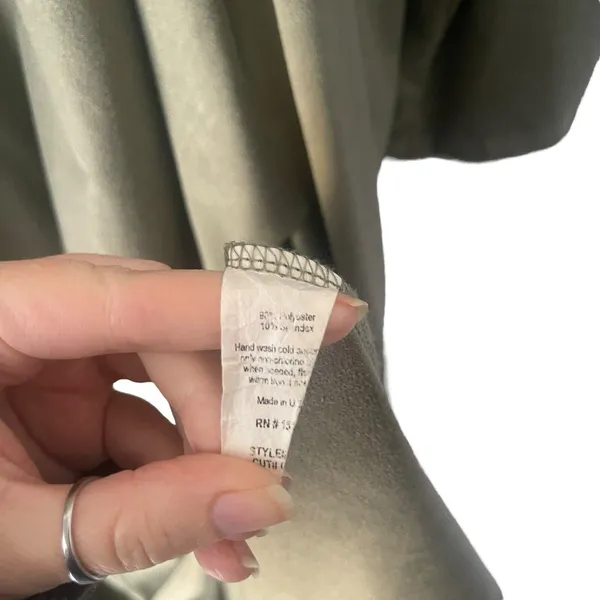 Gilli Size Large Green Faux Suede Open Front Duster Long‎ Cardigan Top - Image 7