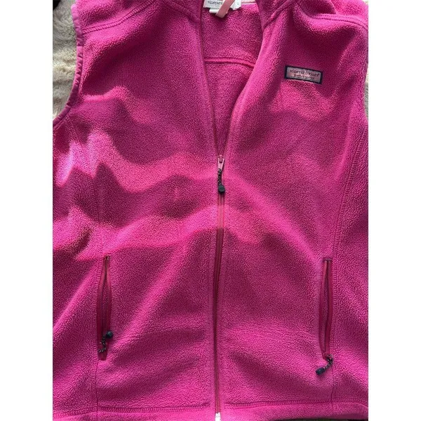 Vineyard Vines Women's Pink Fleece Vest Size L Casual Sleeveless - Image 5
