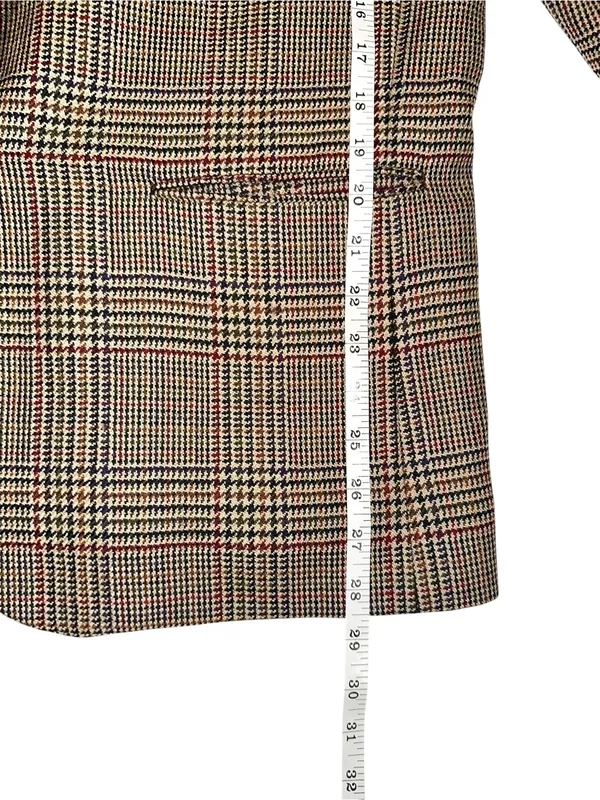 Vintage Brooks Brothers Single Button Plaid Wool Brown Blazer 14 - Image 7