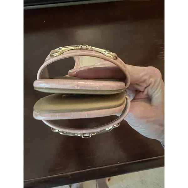Steven Pink‎ Croc Gold Horse Bit Slip On Sandals Womens Size 8 - Image 8