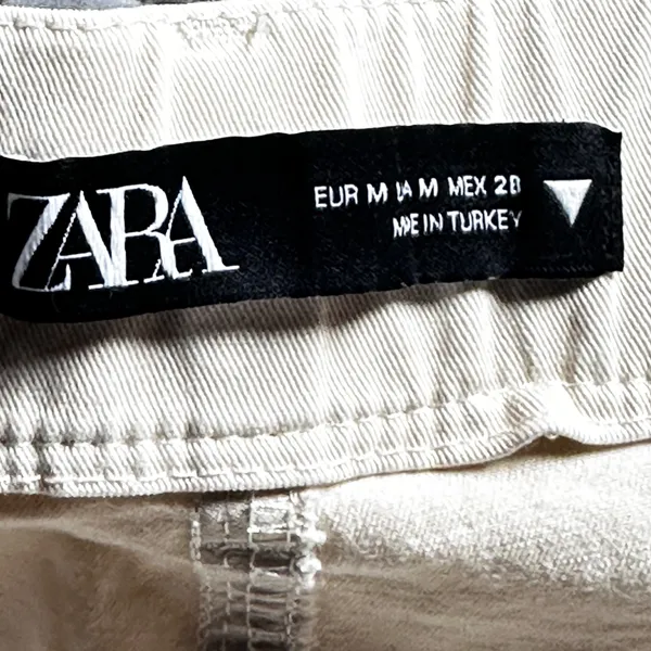 Zara Cream Pleated Barrel Leg Trousers Cotton Blend Size M - Image 6