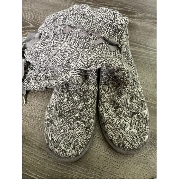 UGG Mahalya Boot Gray Knit Sweater Lace-Up Knee-High Boots Womens Sz 7 - Image 7