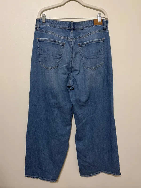 American Eagle Super High Rise Baggy Wide Leg Jeans Size 14 - Image 8