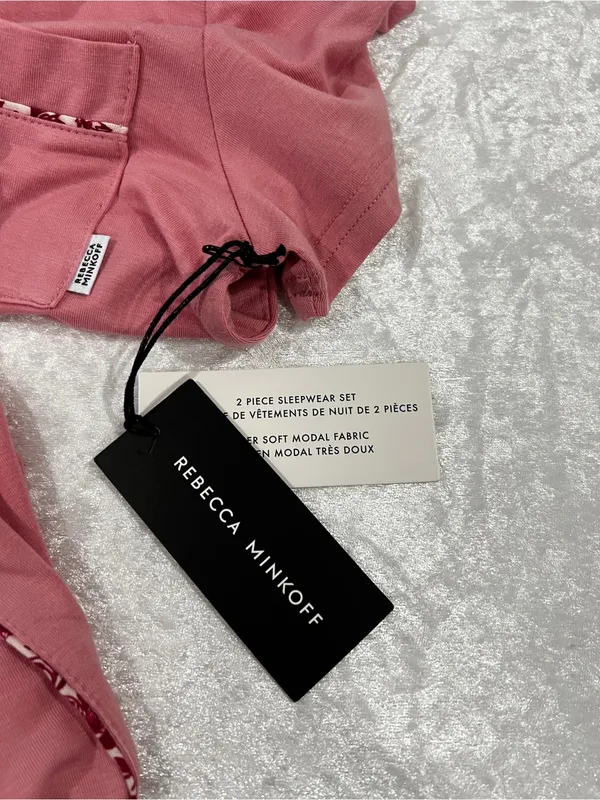 Rebecca Minkoff 2 Piece Sleepwear Set Pajama Modal Super Soft Size Small Pink - Image 12