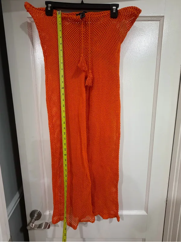 Forever 21 Vibrant Orange Crochet Mesh Pants - Image 4