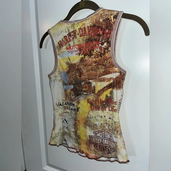 Harley Davidson Motorcycles VTG Streetwear Tank Ribbed Biker Babe Y2K Grunge Med - Image 10