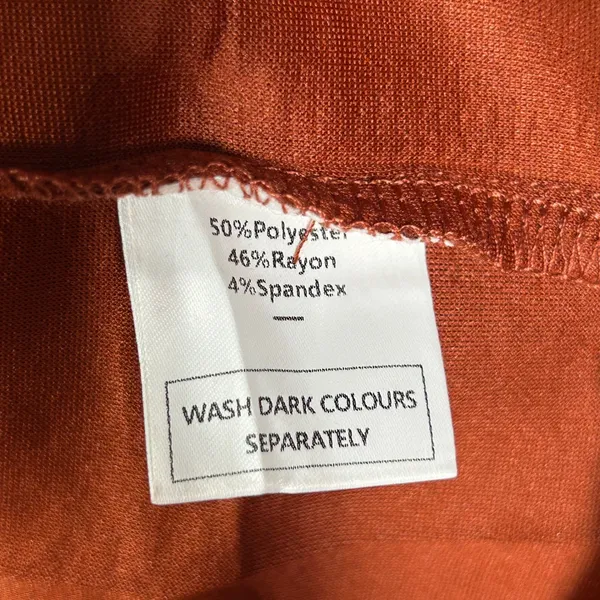 Sampeel Womens Long Sleeve Crew Neck T-Shirt Dress Rust Orange Side‎ Slit Large - Image 4