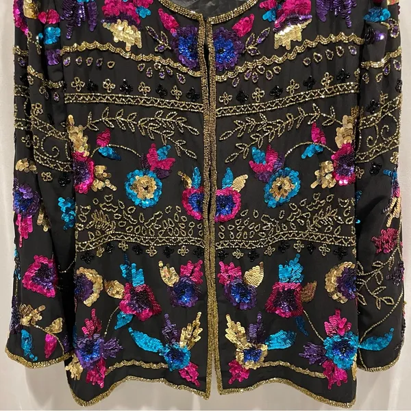 Stunning Drapers & damon’s silk beaded sequin cardigan vintage heavy - Image 4