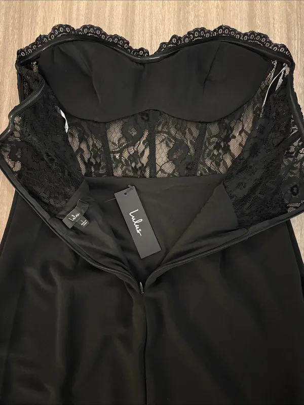 Lulu’s Strapless Lace Corset Midi Dress Women Size Large Black - Image 7