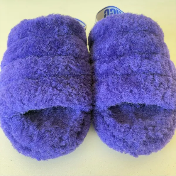 UGG Fluff Yeah Slide Women's Sheepskin Slipper Sandals Purple Size 7 ~Very Good - Image 6