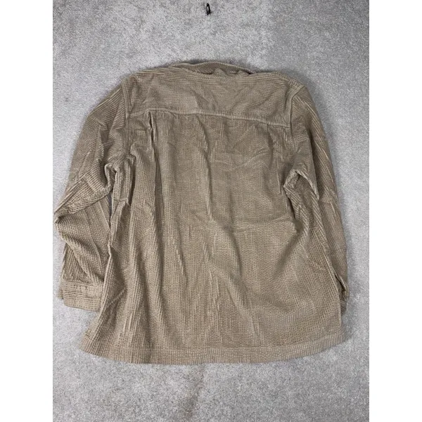LL Bean Shirt Womens Large Tan Comfort Corduroy‎ Relaxed Button Up Long Sleeve - Image 7