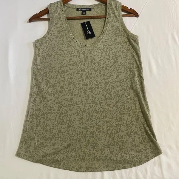 I.N.C. Embellished Scoop Neck Tank Top XS Sage Green NWT Studded Sleeveless - Image 7