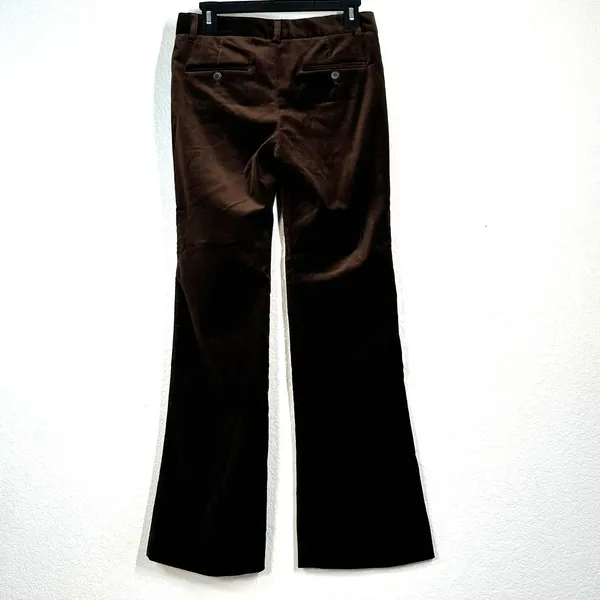 2 THEORY Pants Women's Chocolate brown velvet flared trousers 31" inseam bootcut - Image 4