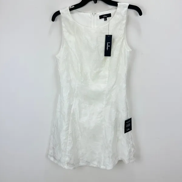 Lulus Exquisite Moments White Floral Jacquard Sleeveless Mini Dress Small NWT - Image 5