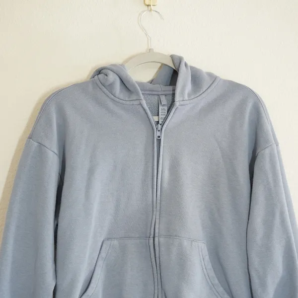 SKIMS Small Cotton Fleece Classic Zip Up Hoodie Blue Gray Relaxed Sweatshirt - Image 2