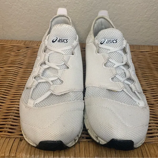 ASICS White and Blue Marbled Gel Sole Asymmetrical Laces Size 10 - Image 3