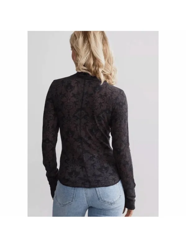 Free People Intimately You and I Gray/black Long Sleeve Turtleneck Top Small NEW - Image 2