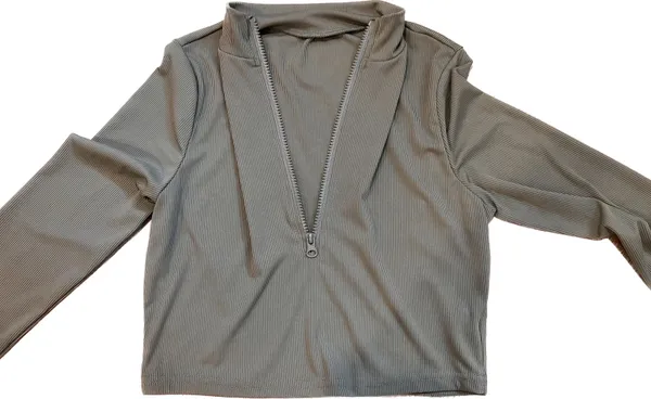 SheIn NEW Women green half zip crop top - Image 3