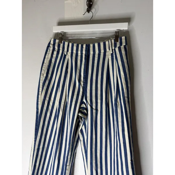 NWT J Crew wide leg essential pants in sailor stripe blue white‎ pleated BZ746 6 - Image 3