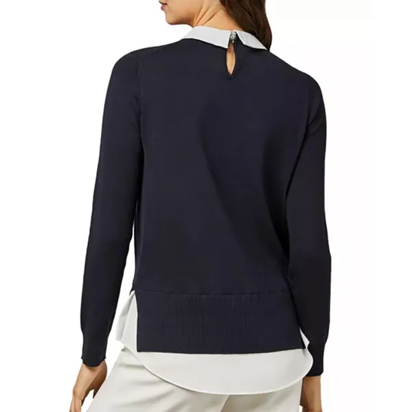 Ted Baker Liaylo Sparkle Rhinestone Collar Layered Sweater in Dark Navy Sz 2 - Image 2