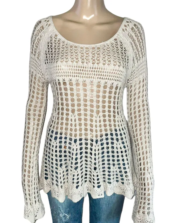 Free People Annabelle Crochet Knit Sweater - Image 3
