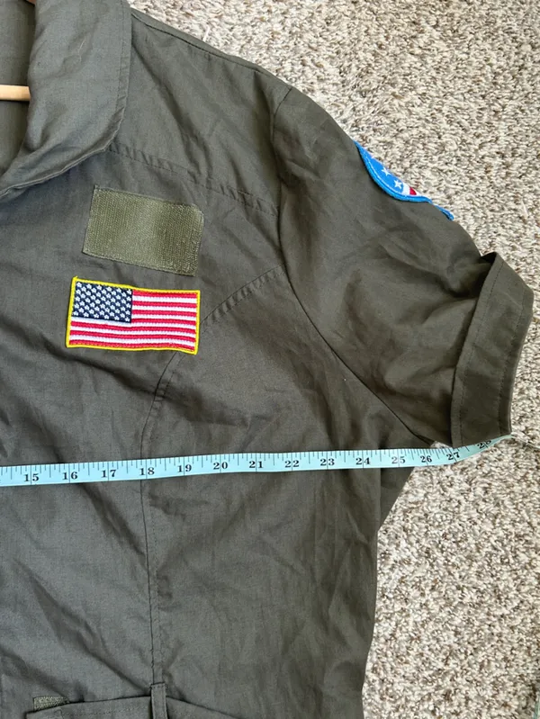 Leg Avenue Top Gun Halloween Olive Green Utility Patch Zip-Front Dress 3X 4X - Image 7
