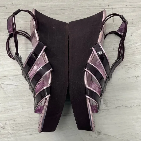 Avon Metallic Purple Strappy Platform Heels Y2K Chunky Cutout Sandals 6-6.5 - Image 5