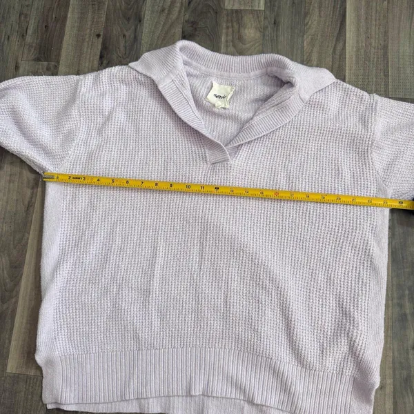 Aerie light pastel purple waffle knit collared oversized cozy sweater - Image 4