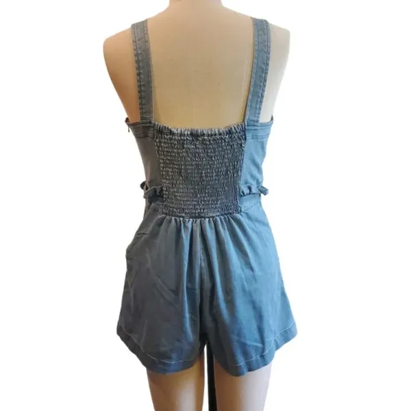 American Eagle Blue Chambray Shorts Overall Romper - Image 4
