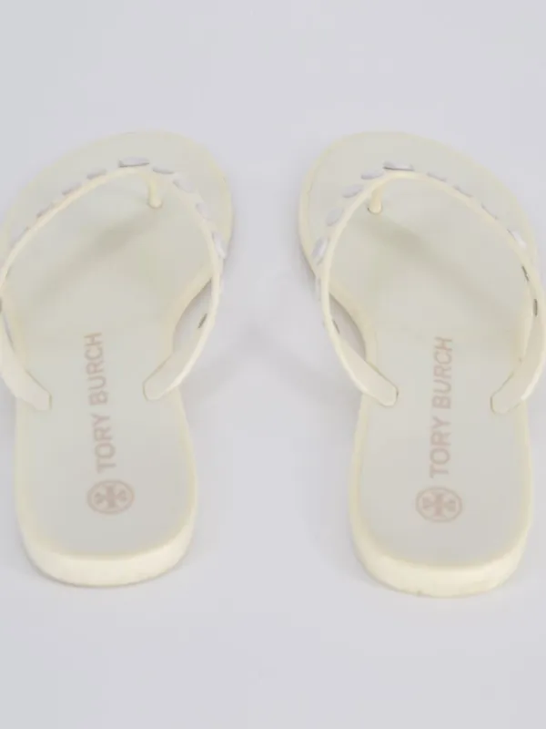 Tory Burch Studded Jelly Flip Flop Sandal Cream White 7 - Image 5