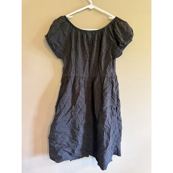 Universal Threads Women XS Gray Embroidered Puff Sleeve Babydoll Mini Dress - Image 3