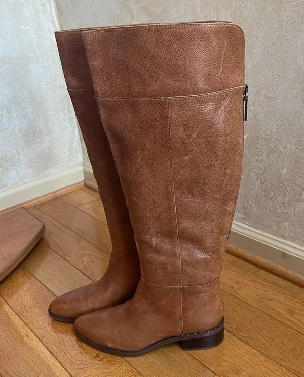 Franco Sarto Women's L-Daya Wide Calf Brown Leather Over the knee Boots Sz 8 - Image 14