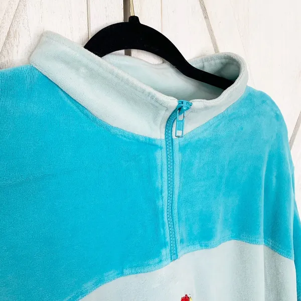 DISNEY Vintage Winnie‎ Pooh Christmas Maxi Nightgown Pullover Robe Blue Womens L - Image 4