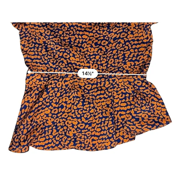 Lulu's C173T Color Me‎ Wild Cheetah Print Peplum Blouse SMALL Orange Retro - Image 6